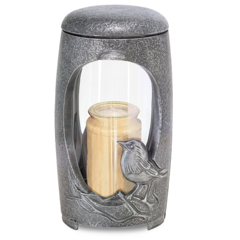 Aluminium lantaarn met vogel