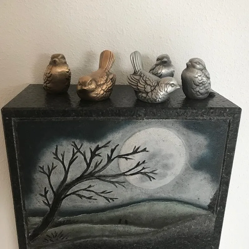 Aluminium en brons vogeltjes