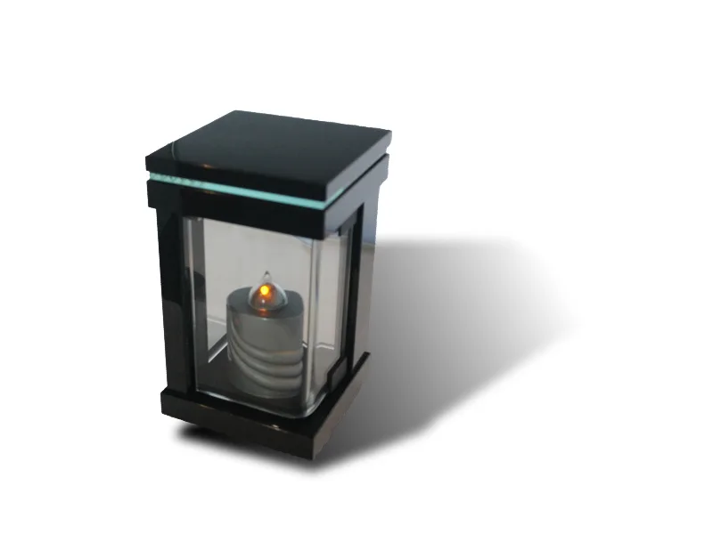 Lantaarn, zwart graniet glas details