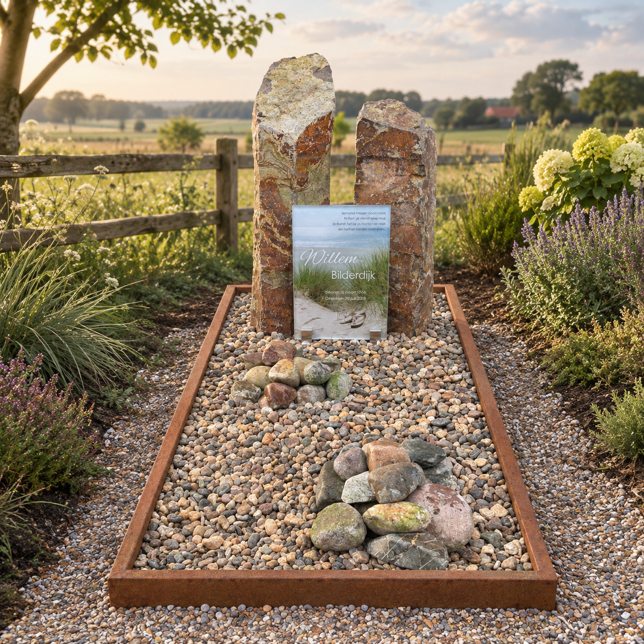 Cor-tenstaal,glas en basalt combinatie